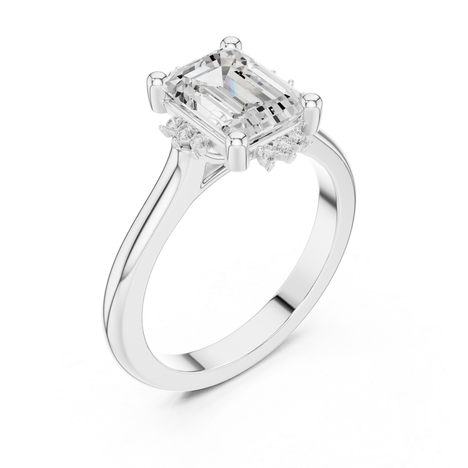  White Gold Radiant Halo Elegance Ring Right View