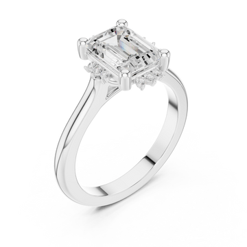  White Gold Radiant Halo Elegance Ring Right View