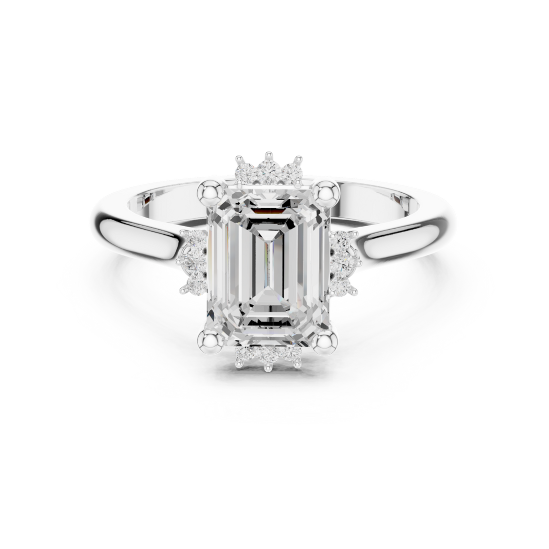  White Gold Radiant Halo Elegance Ring Right View