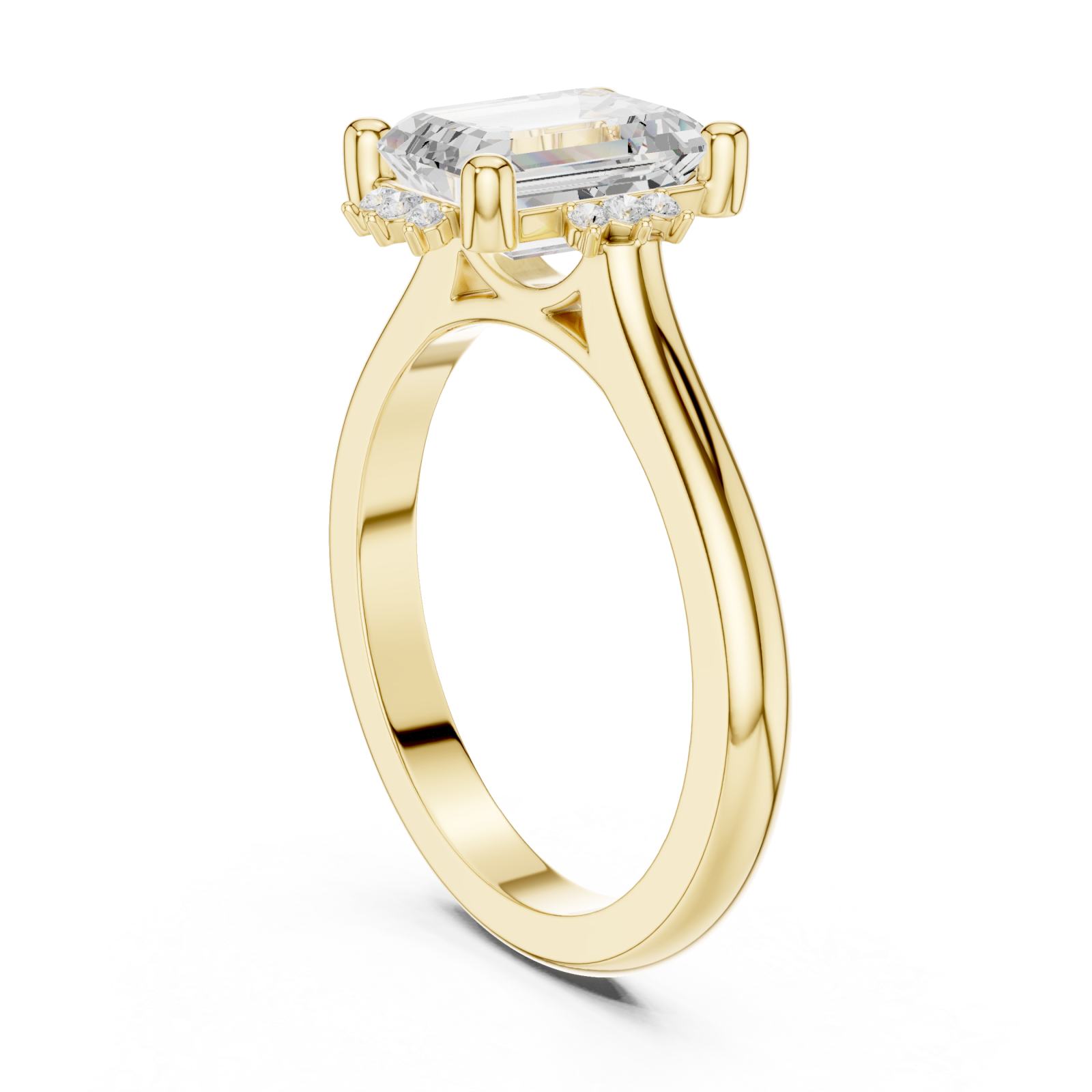  Gold Radiant Halo Elegance Ring Left View