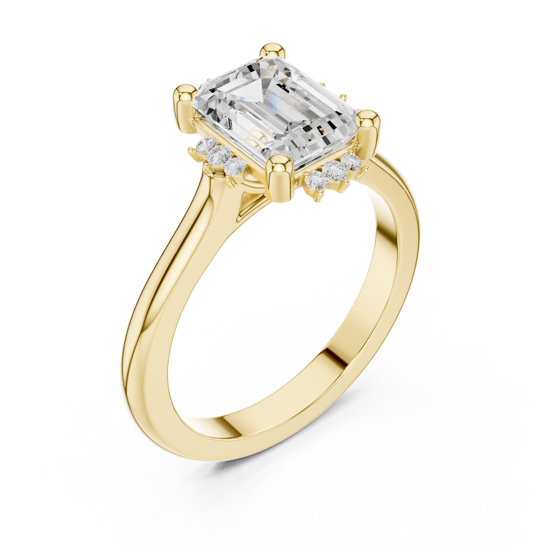 Gold Radiant Halo Elegance Ring Right View