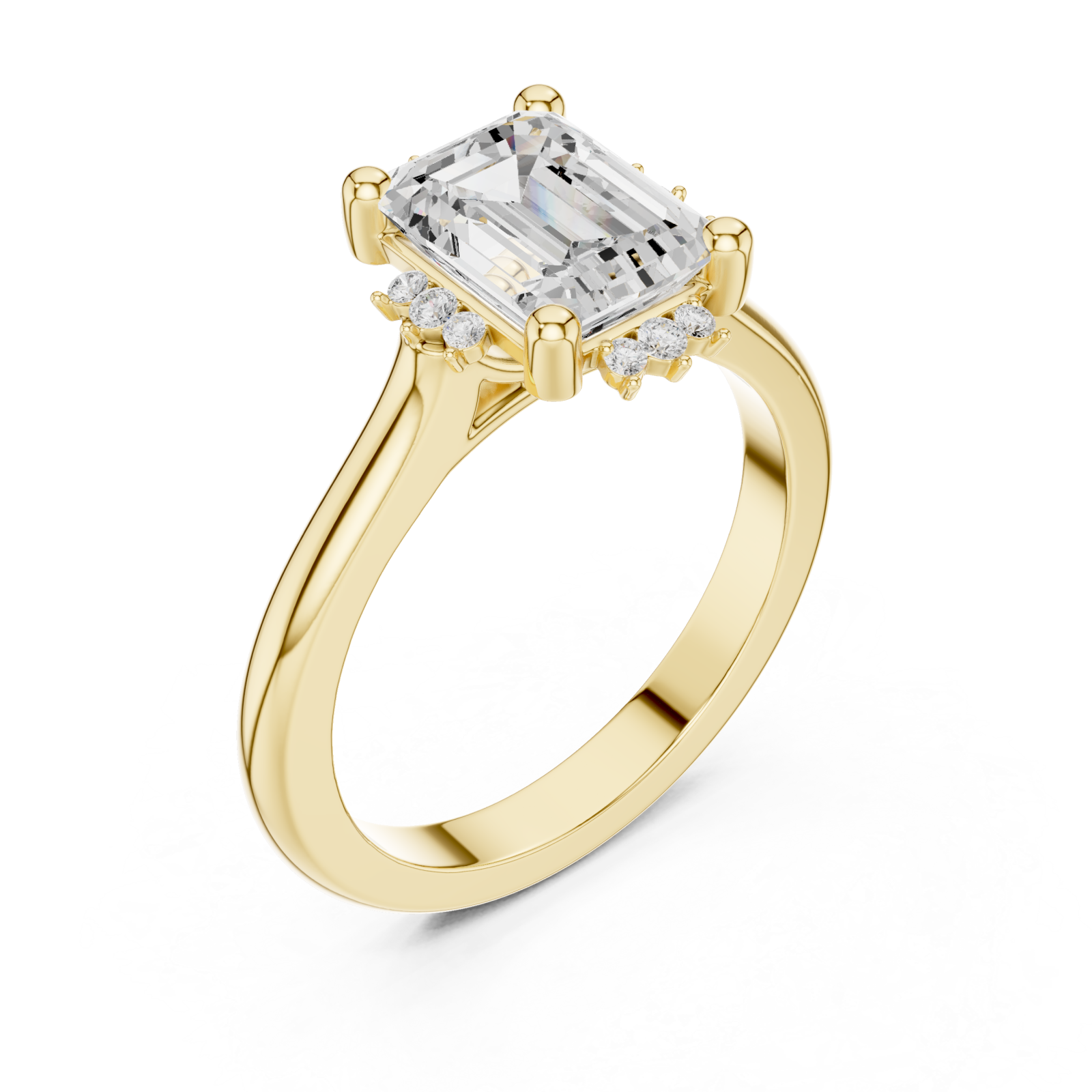 Gold Radiant Halo Elegance Ring Right View