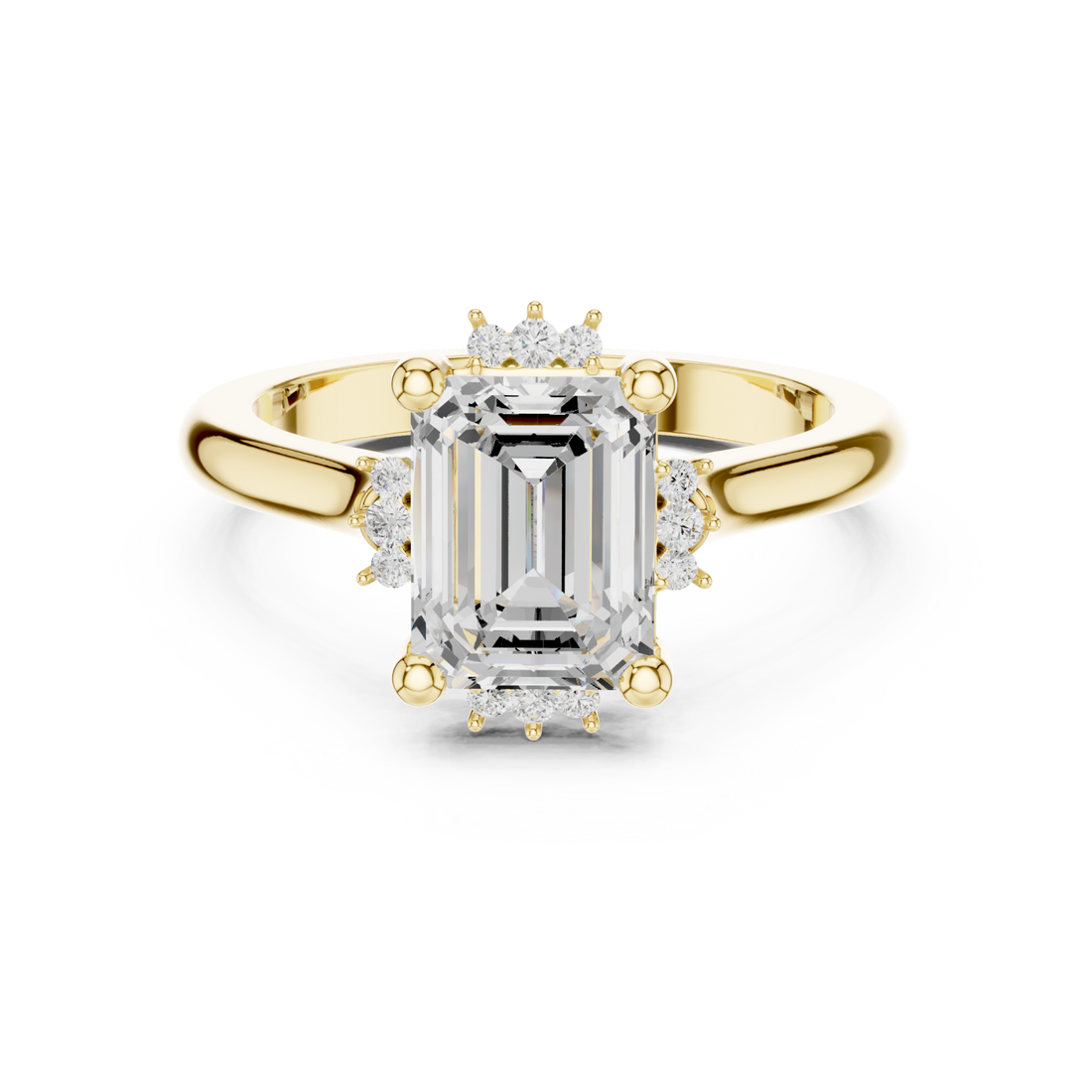 Gold Radiant Halo Elegance Ring Right View