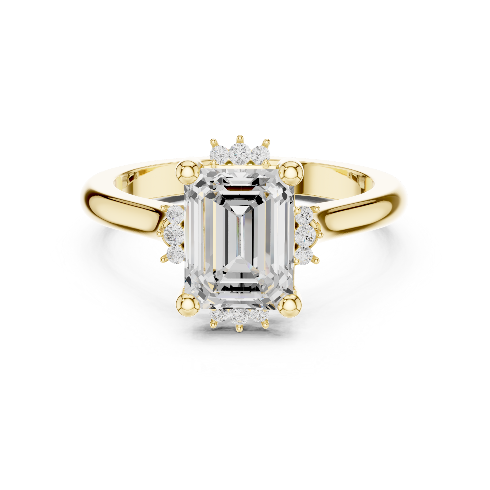  Gold Radiant Halo Elegance Ring Front View