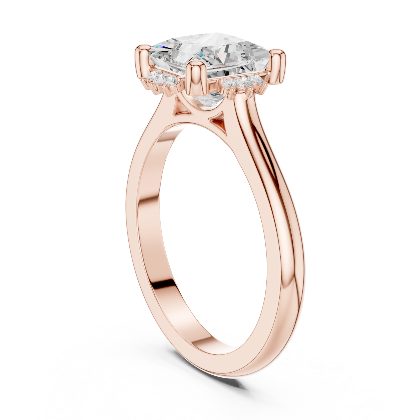  Rose Gold Radiant Aurora Engagement Ring Left View