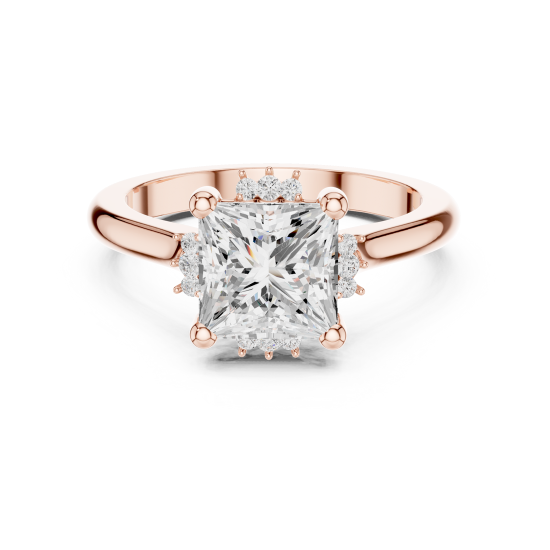  Rose Gold Radiant Aurora Engagement Ring Right View
