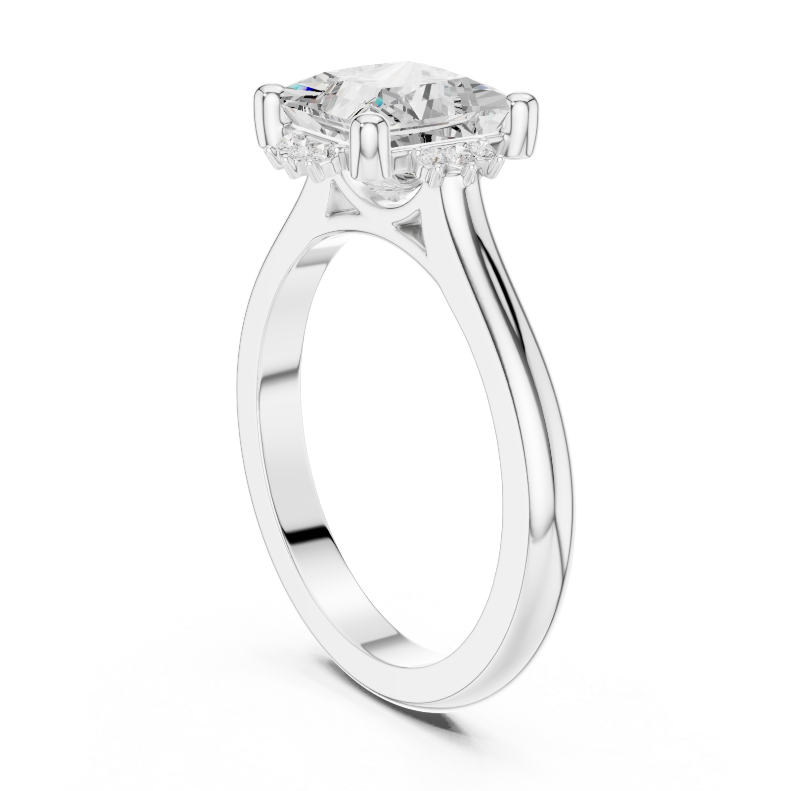  White Gold Radiant Aurora Engagement Ring Left View
