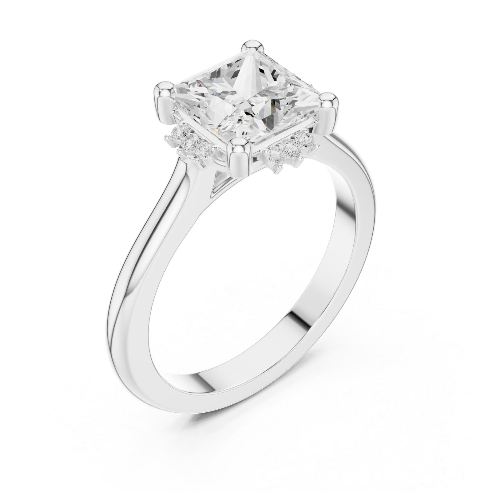  White Gold Radiant Aurora Engagement Ring Right View
