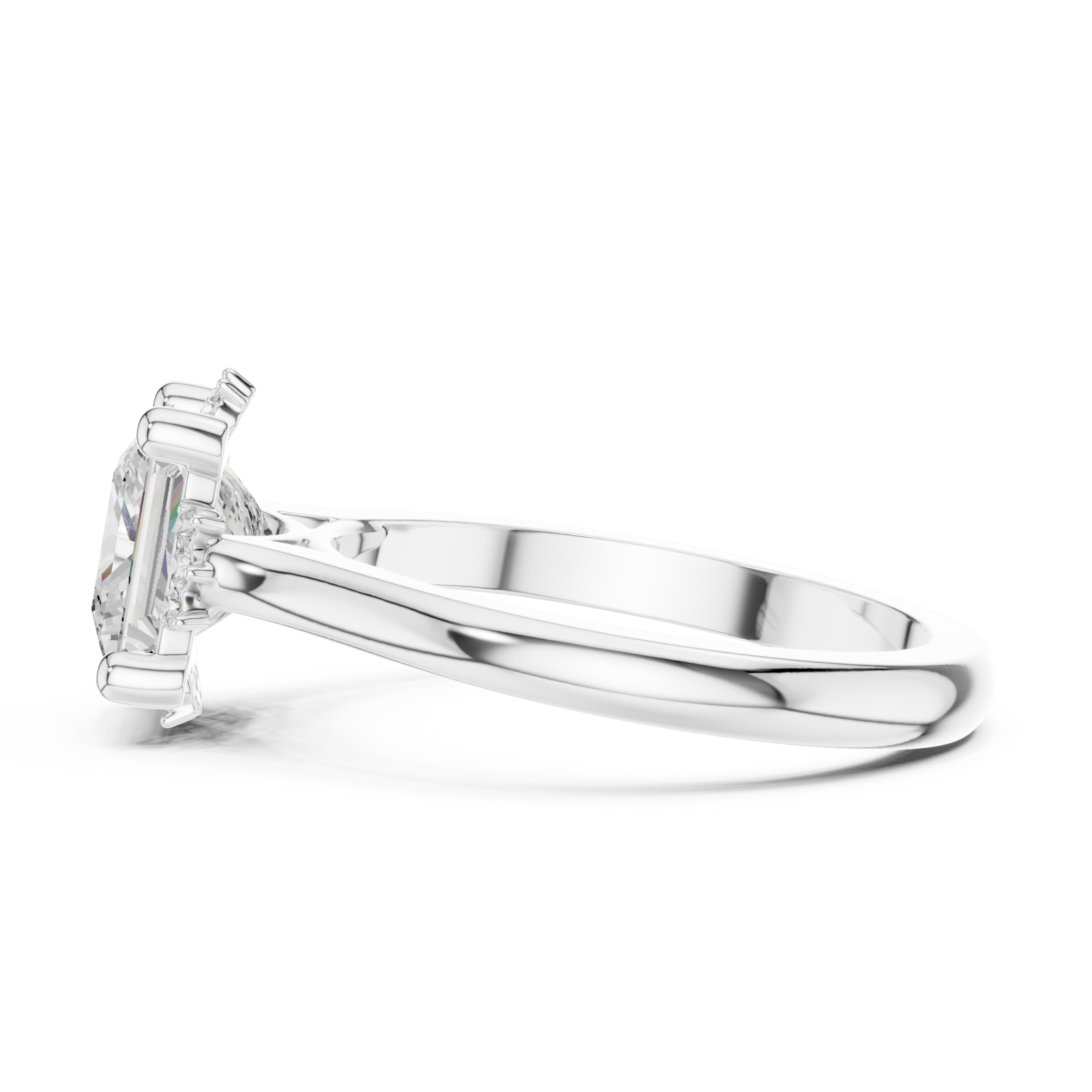  White Gold Radiant Aurora Engagement Ring Side View
