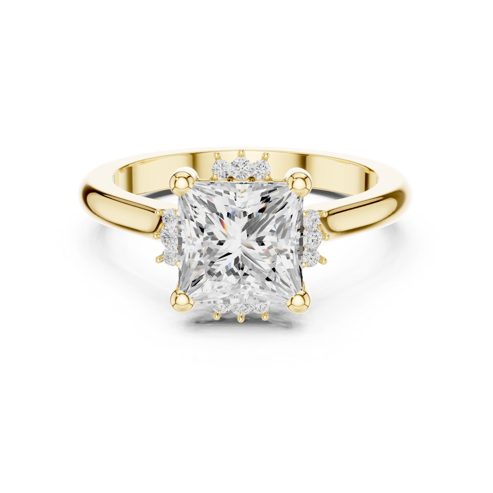  Gold Radiant Aurora Engagement Ring Front View