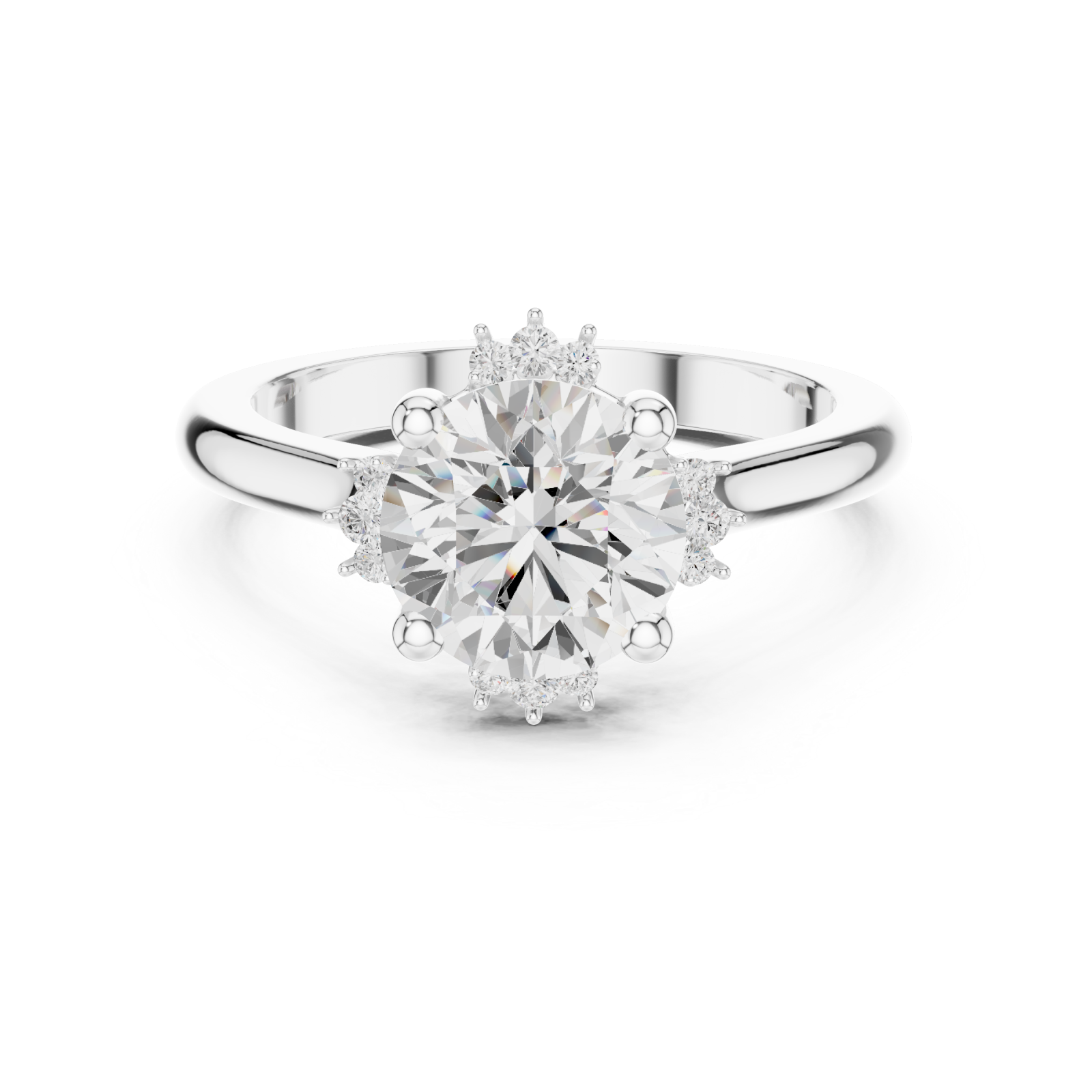 White Gold Starlit Whisper Embrace Ring Front View