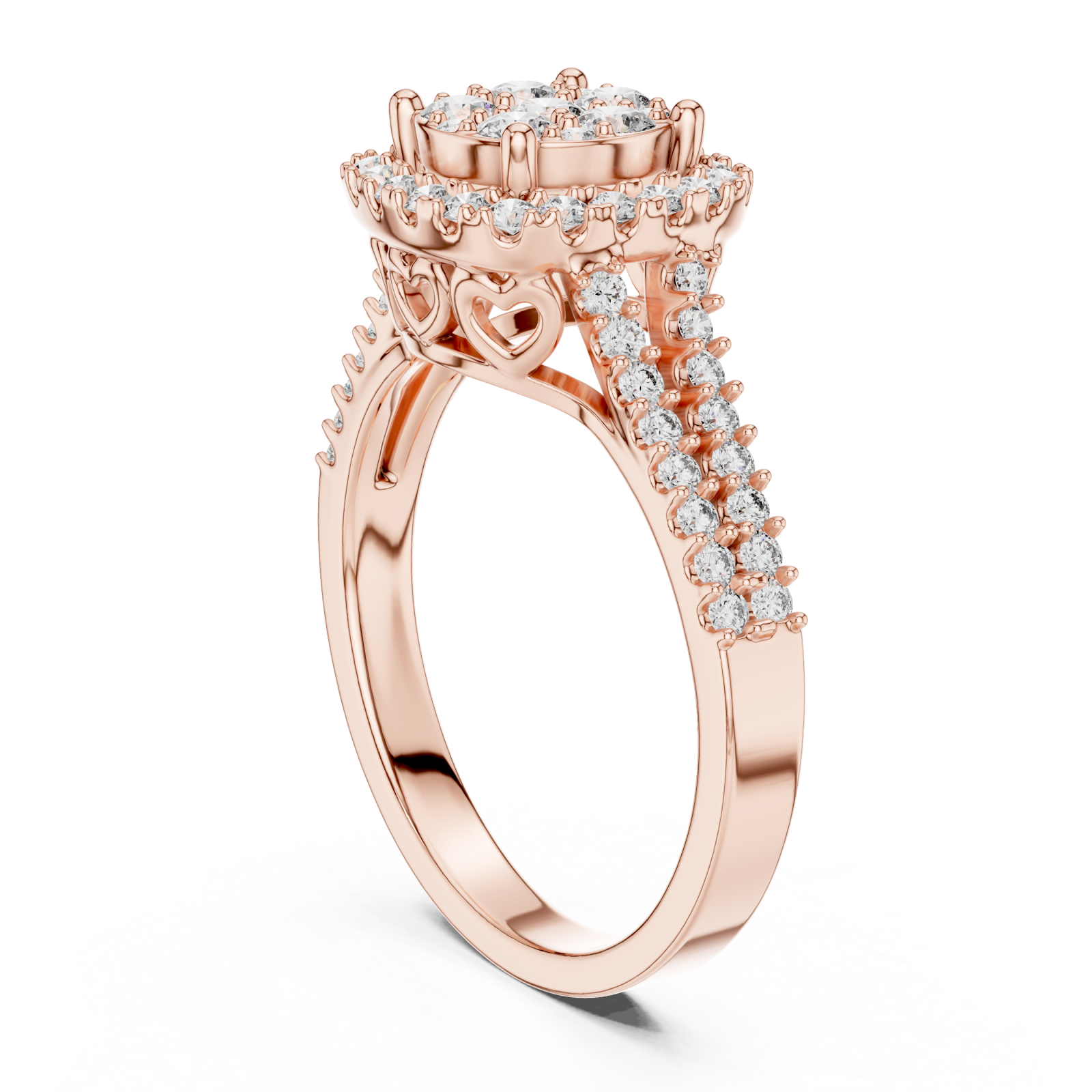  Rose Gold Petal Crest Harmony Band Ring Left View