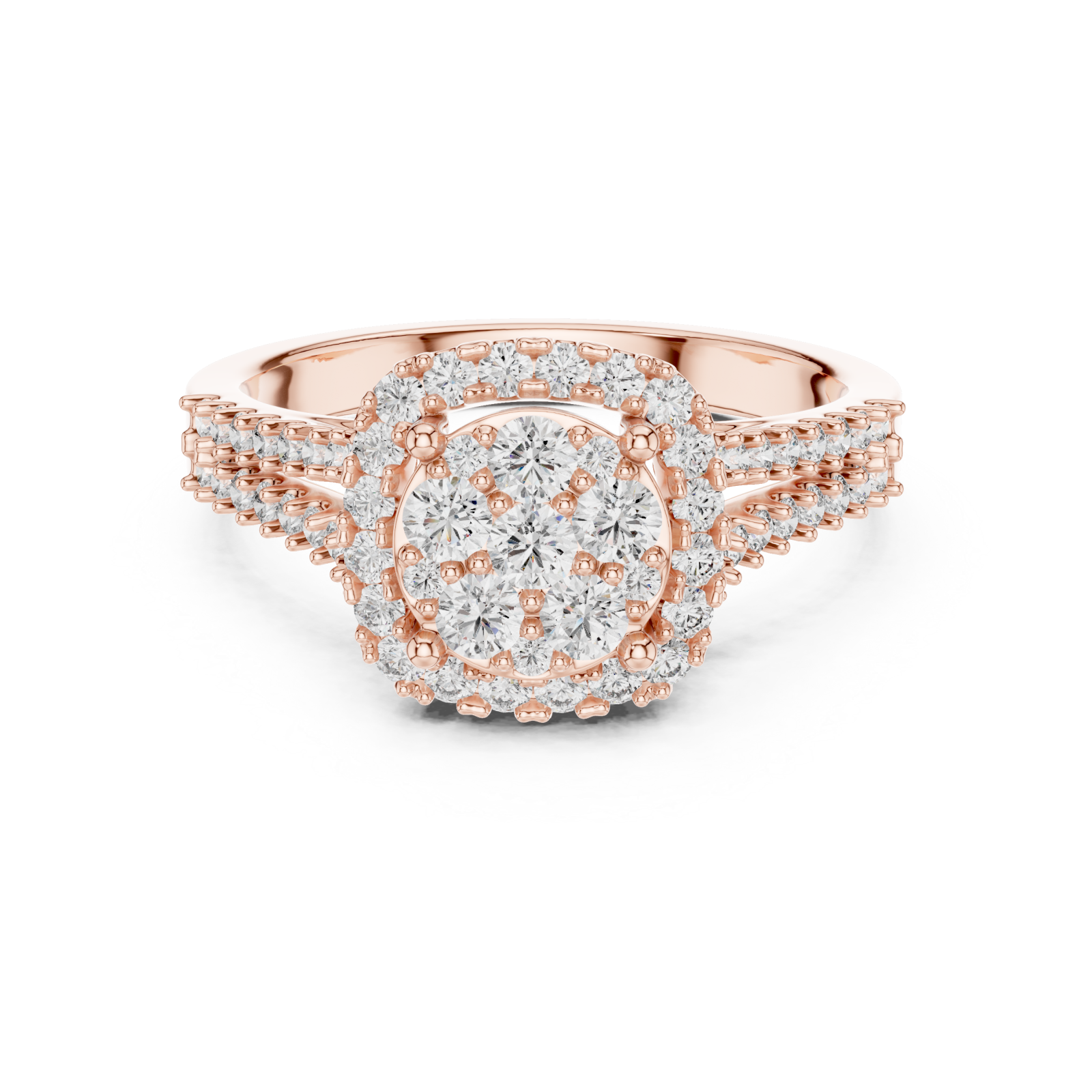  Rose Gold Petal Crest Harmony Band Ring Front View