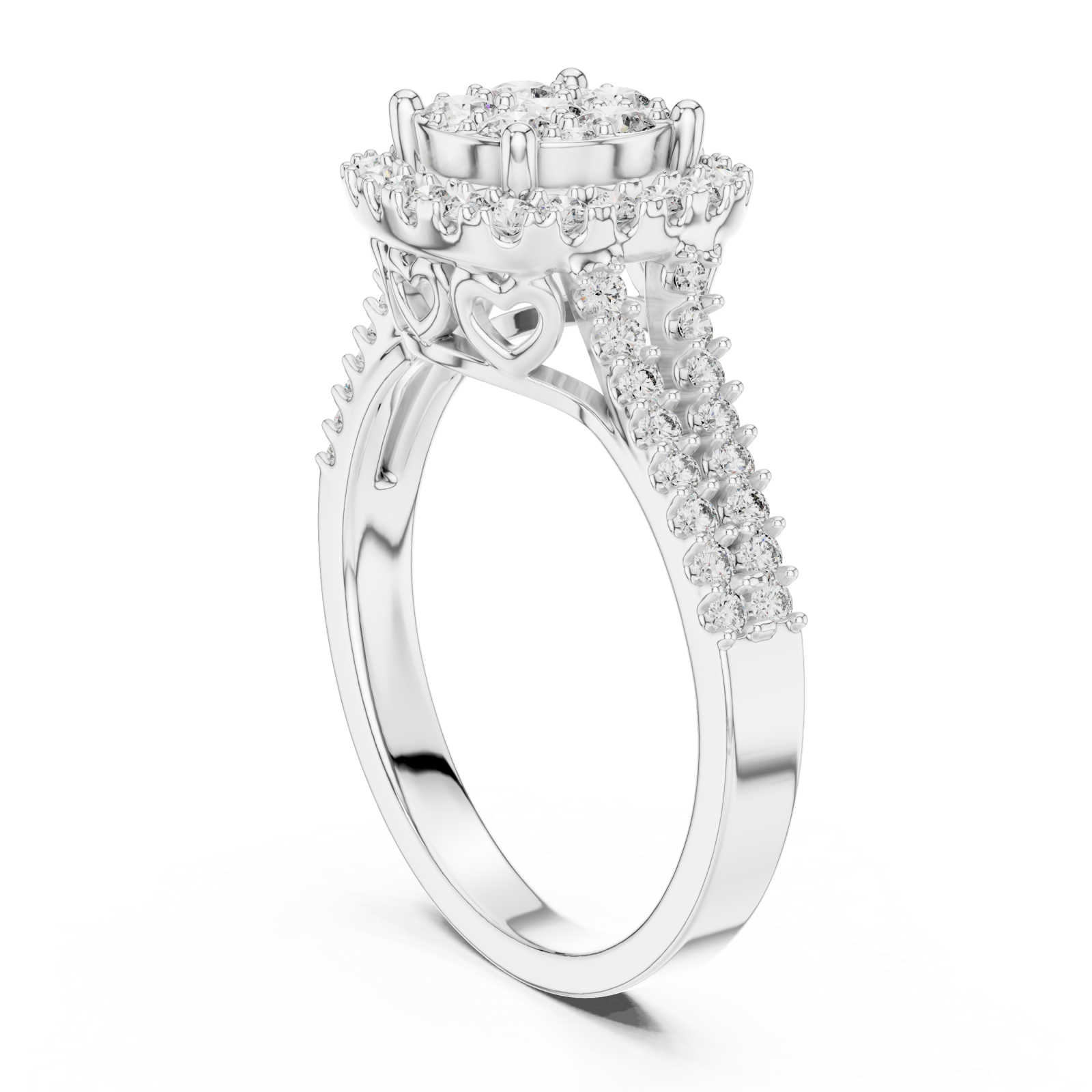  White Gold Petal Crest Harmony Band Ring Left View