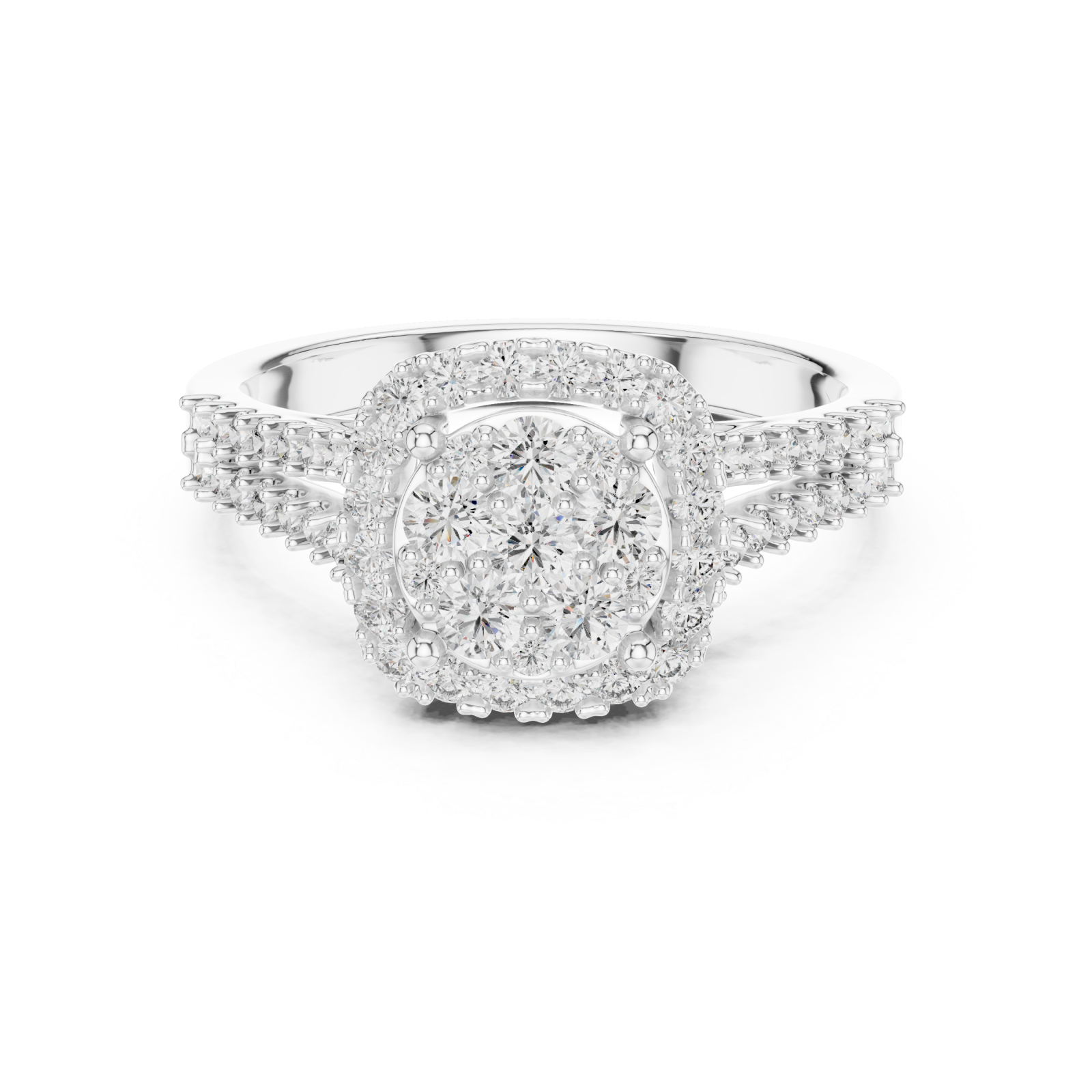  White Gold Petal Crest Harmony Band Ring Front View