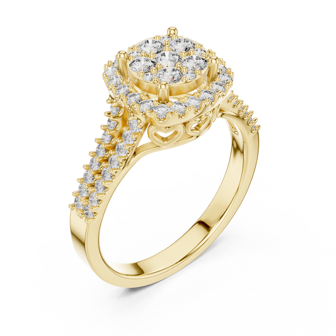 Gold Petal Crest Harmony Band Ring Right View