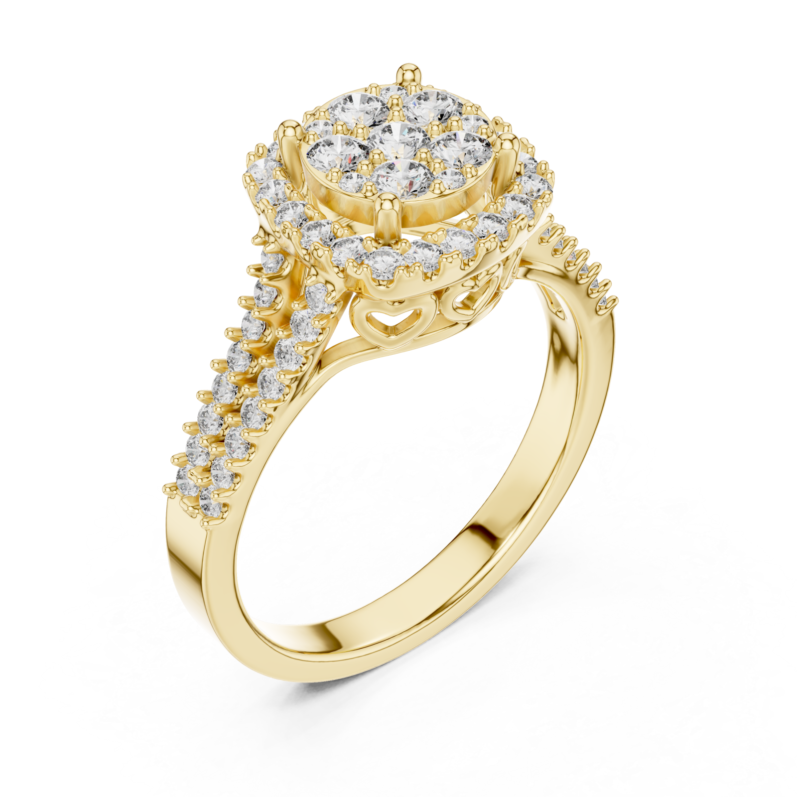 Gold Petal Crest Harmony Band Ring Right View