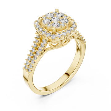 Gold Petal Crest Harmony Band Ring Right View