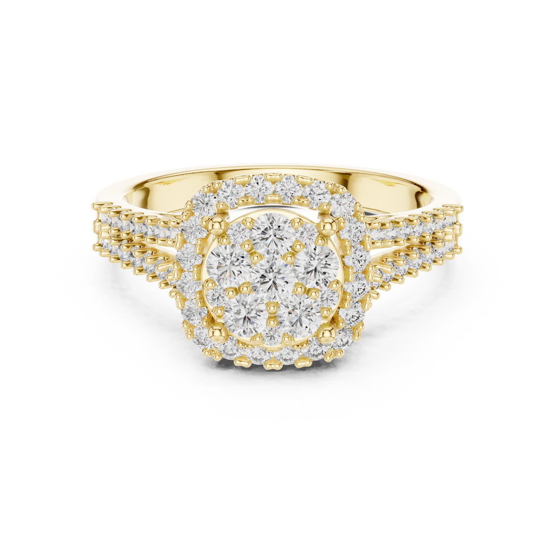 Gold Petal Crest Harmony Band Ring Right View