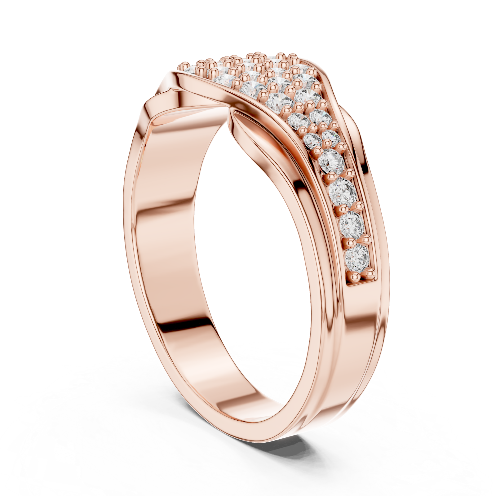  Rose Gold Serenade Harmony PavÃ© Set Cocktail Ring Left View