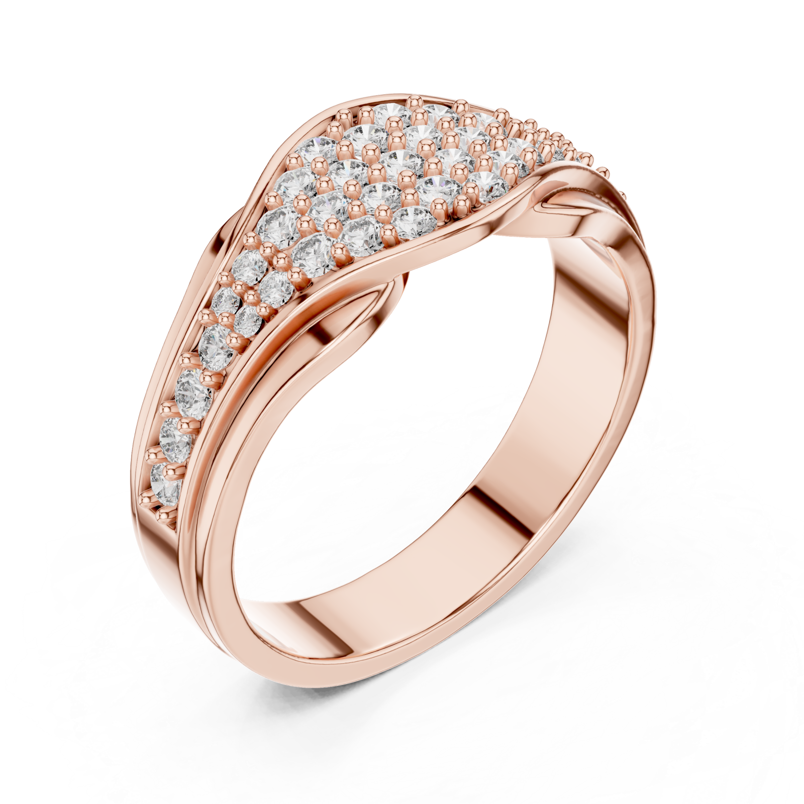  Rose Gold Serenade Harmony PavÃ© Set Cocktail Ring Right View