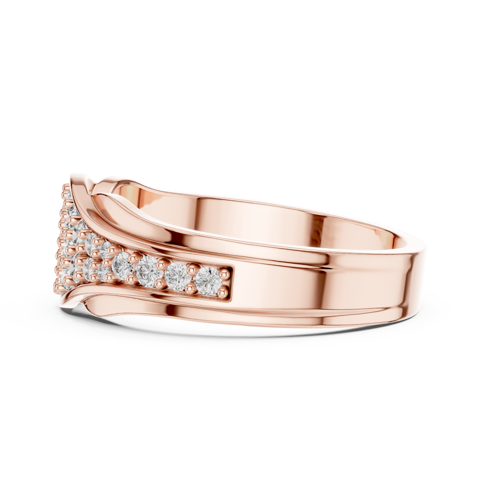  Rose Gold Serenade Harmony PavÃ© Set Cocktail Ring Side View