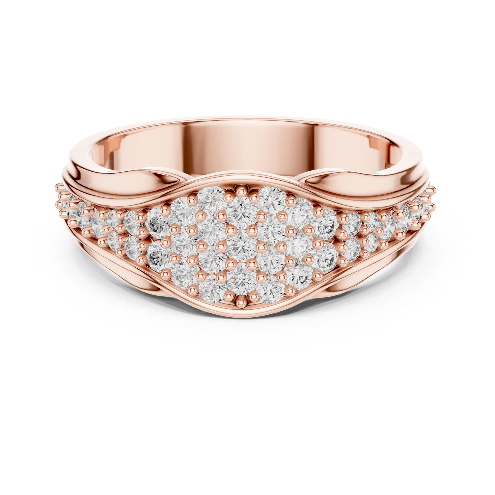  Rose Gold Serenade Harmony PavÃ© Set Cocktail Ring Front View