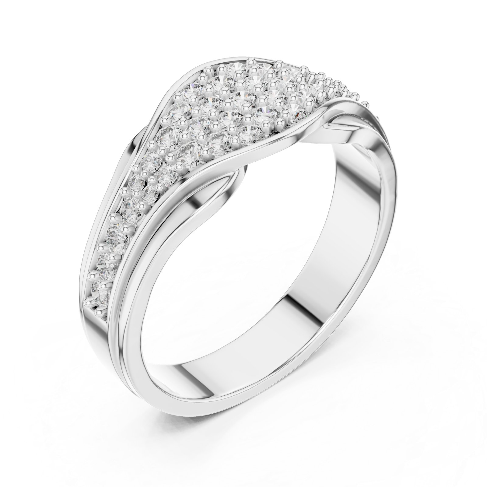  White Gold Serenade Harmony PavÃ© Set Cocktail Ring Right View
