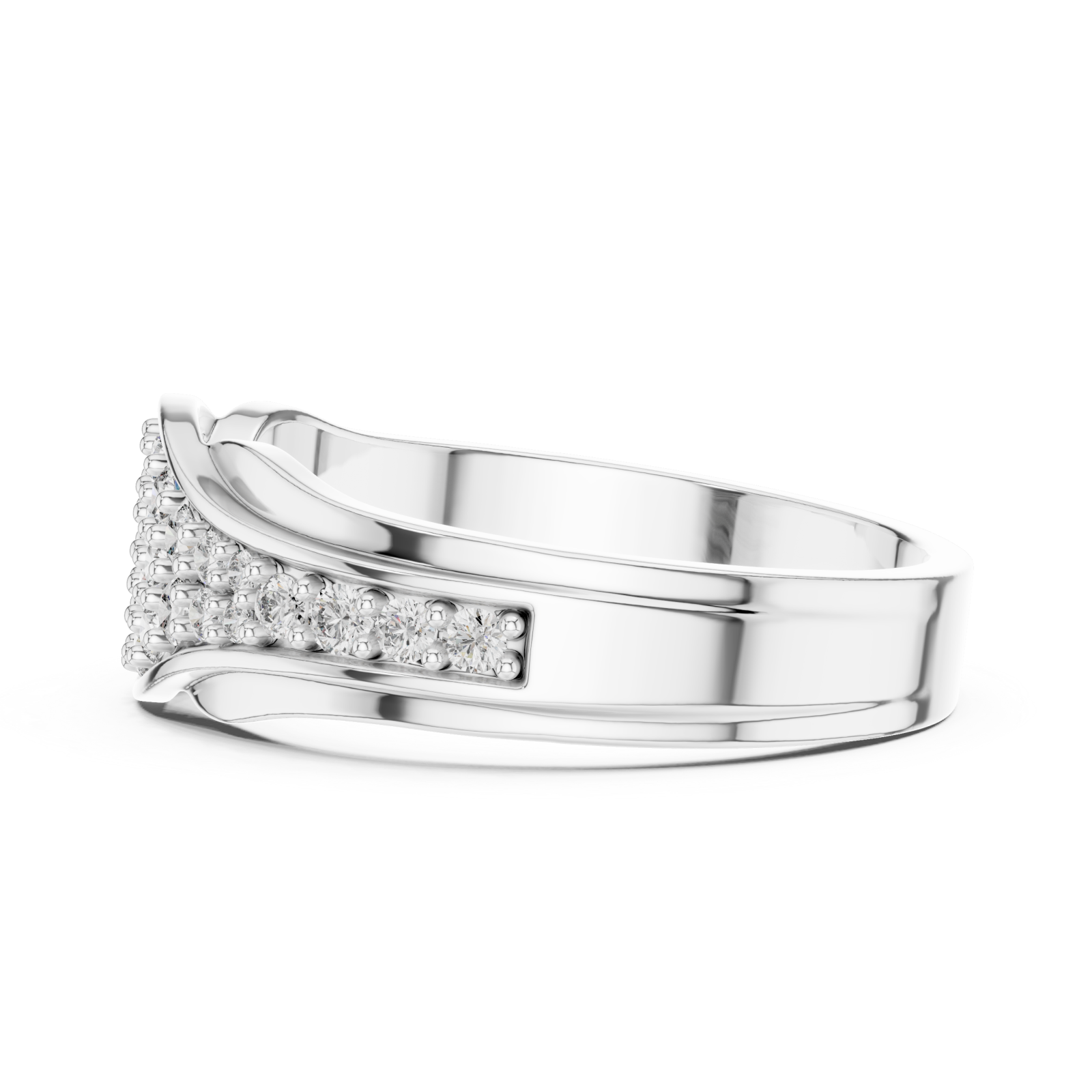  White Gold Serenade Harmony PavÃ© Set Cocktail Ring Side View