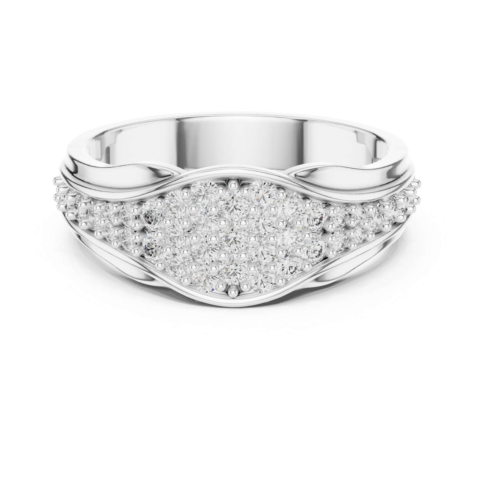  White Gold Serenade Harmony PavÃ© Set Cocktail Ring Front View