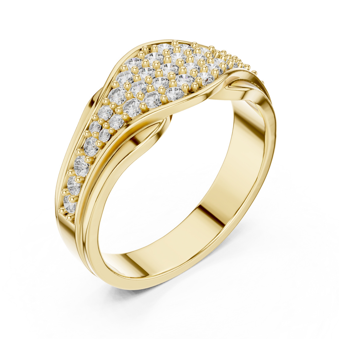 Gold Serenade Harmony PavÃ© Set Cocktail Ring Right View