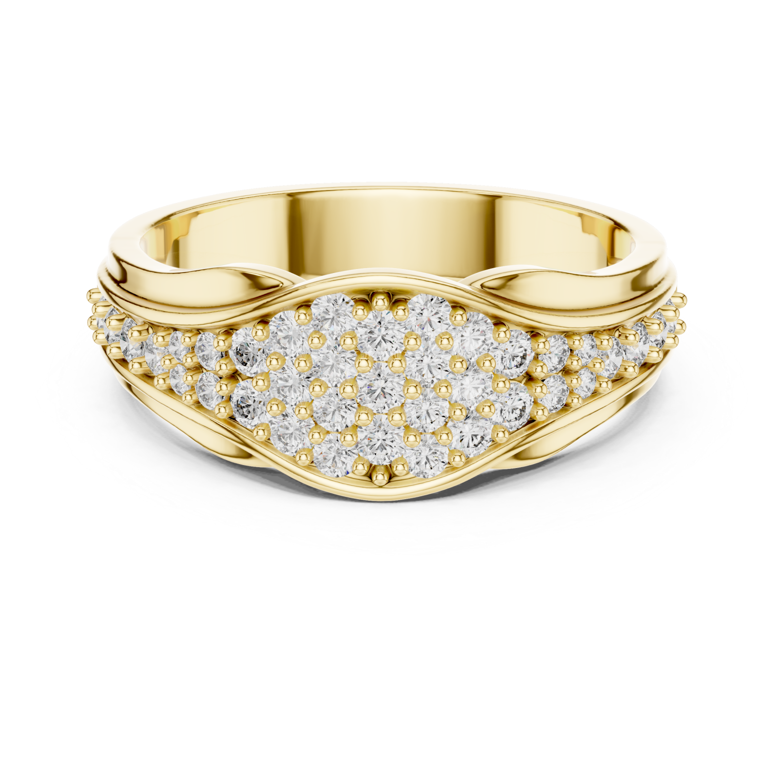  Gold Serenade Harmony PavÃ© Set Cocktail Ring Front View