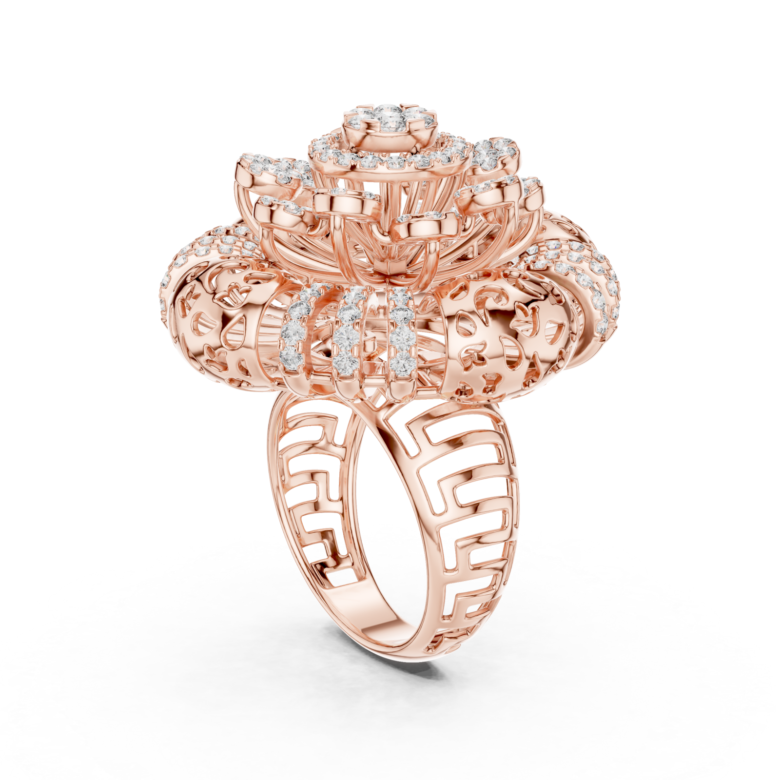  Rose Gold Serenade Enchantment Garden Statement Ring Left View