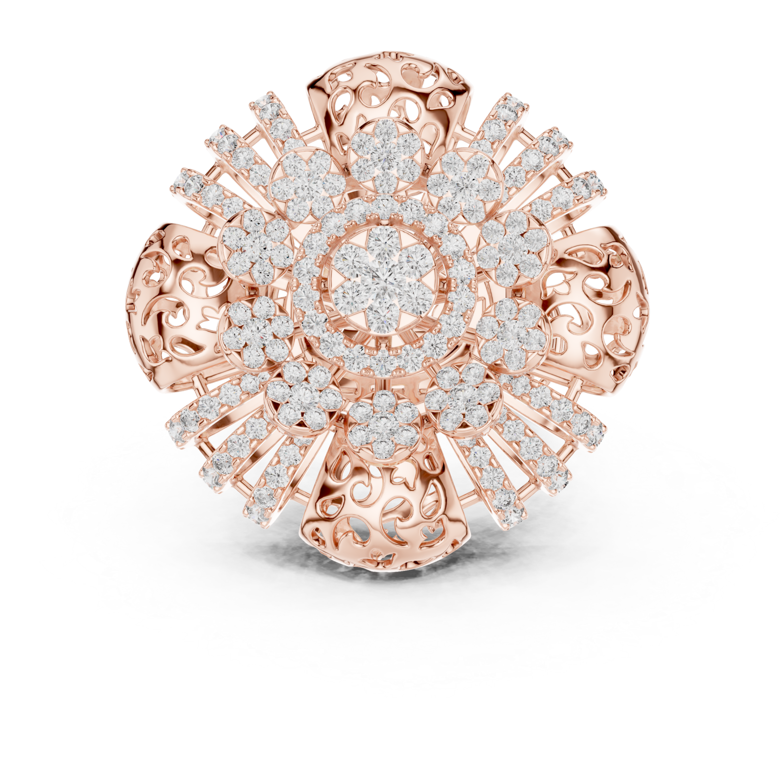  Rose Gold Serenade Enchantment Garden Statement Ring Front View