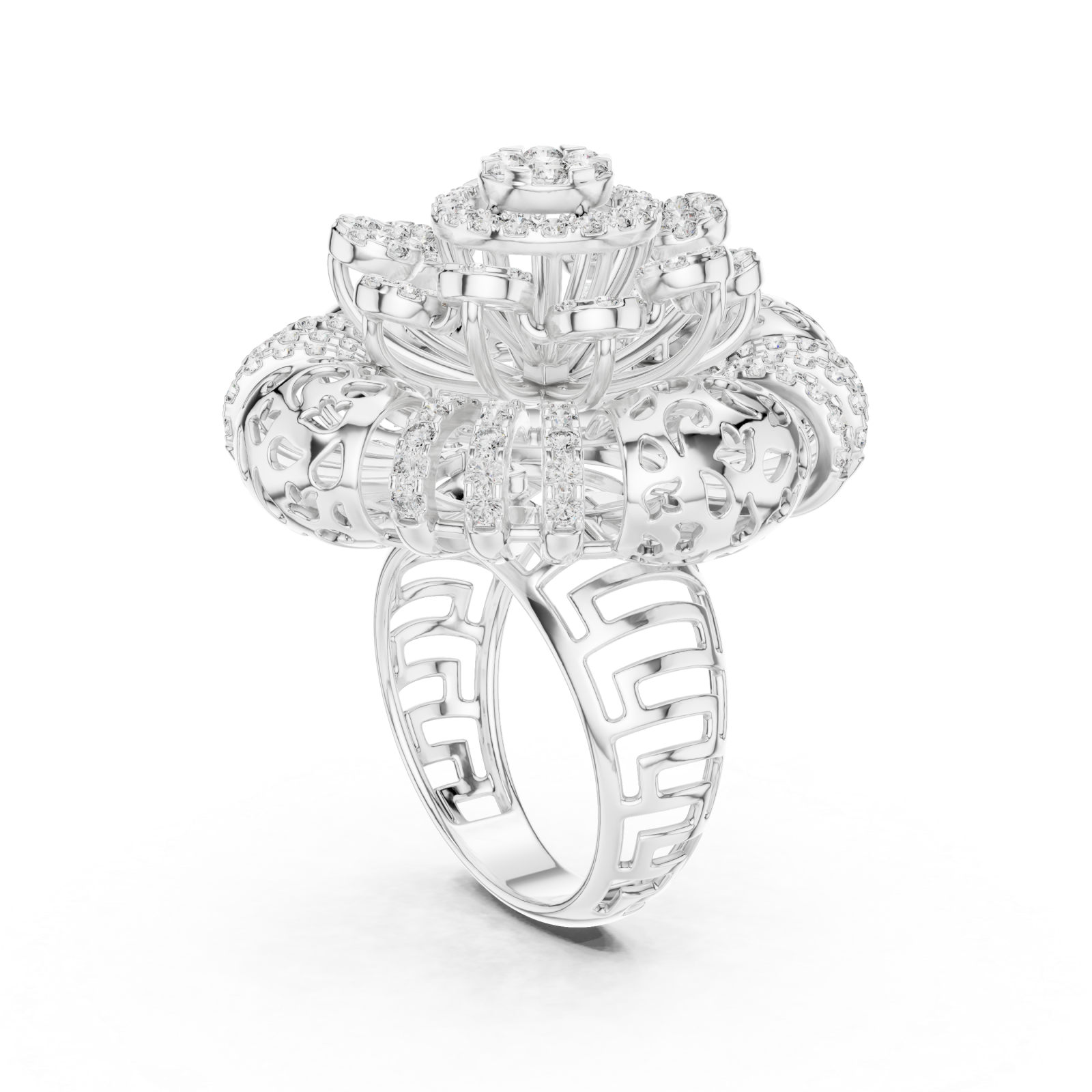  White Gold Serenade Enchantment Garden Statement Ring Left View