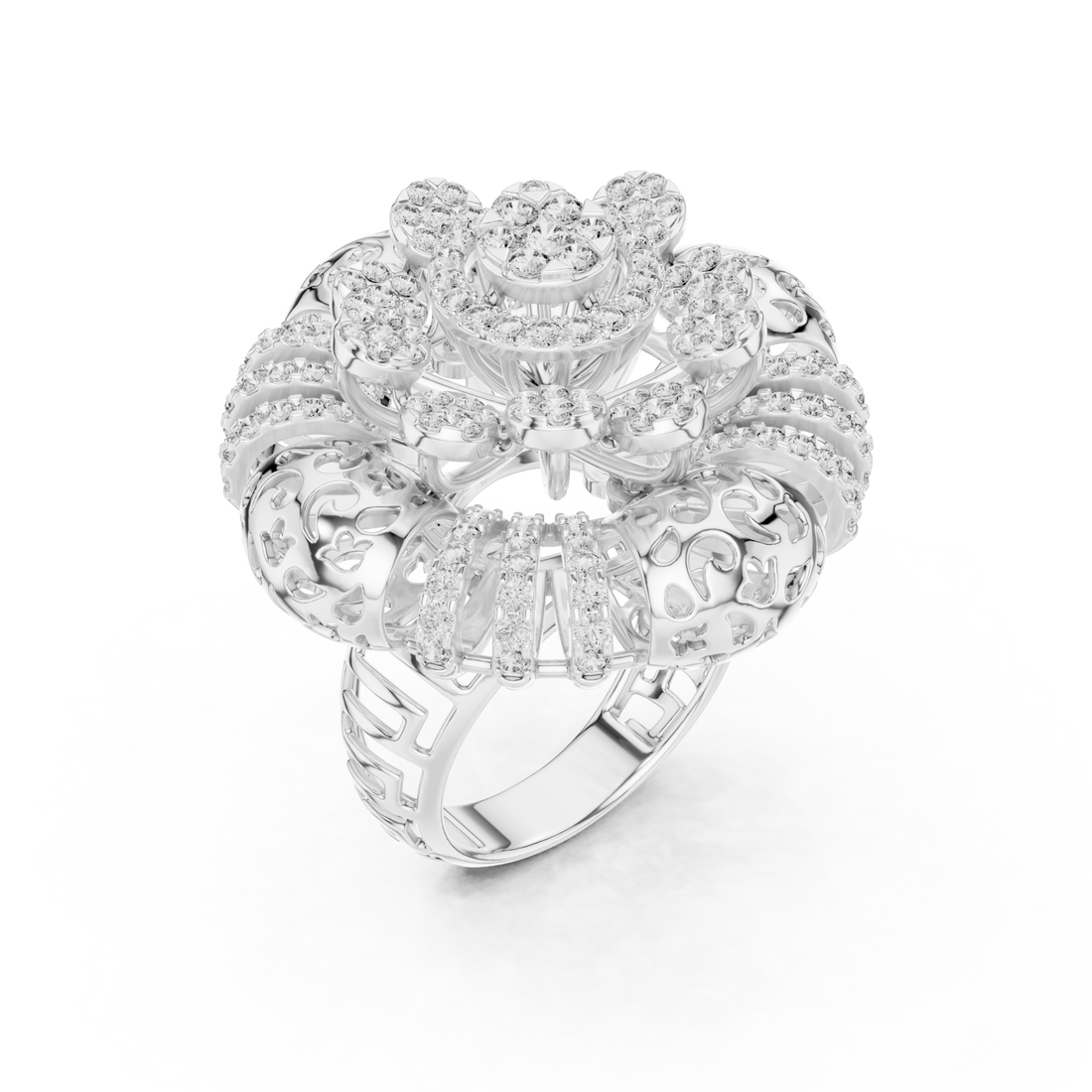  White Gold Serenade Enchantment Garden Statement Ring Right View