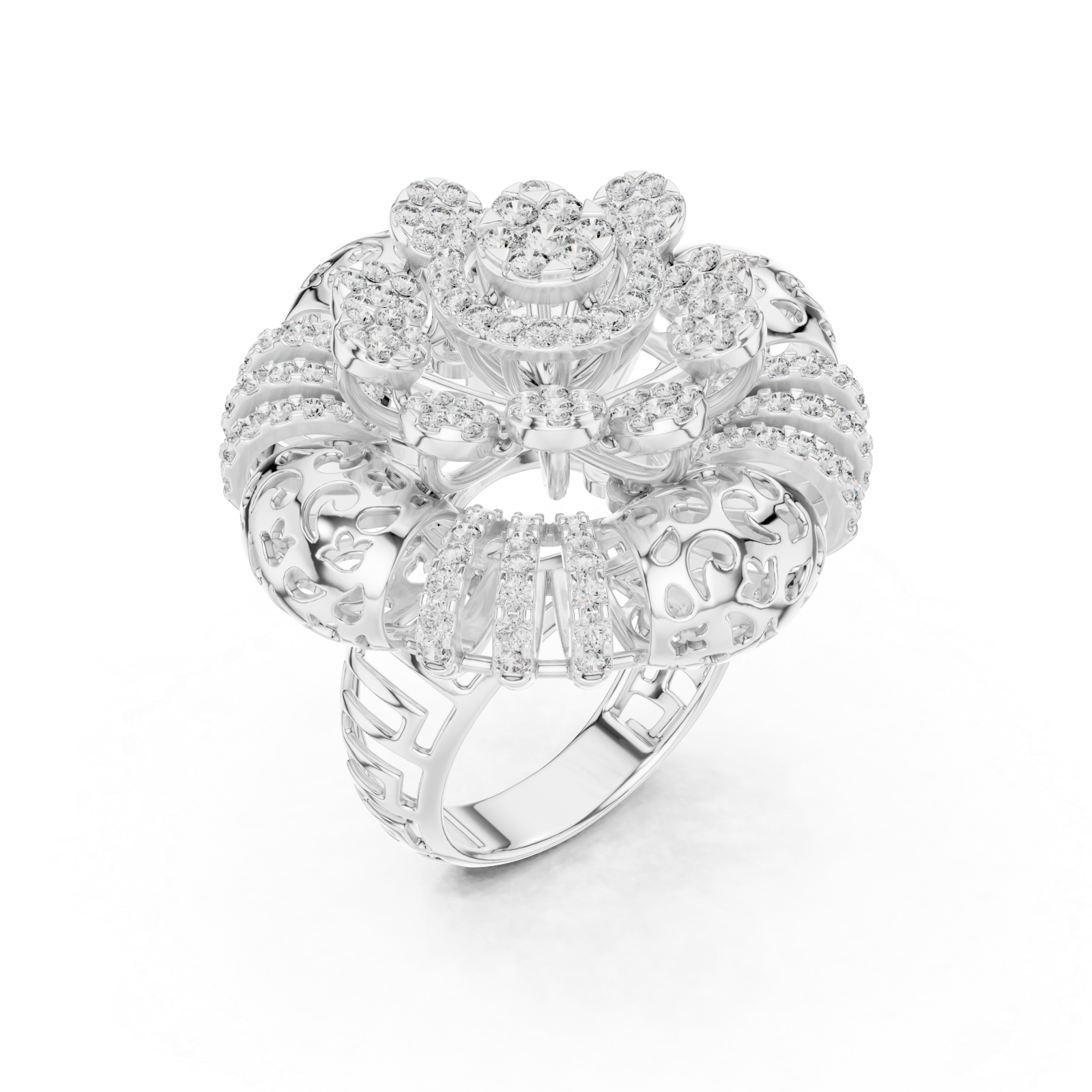  White Gold Serenade Enchantment Garden Statement Ring Right View