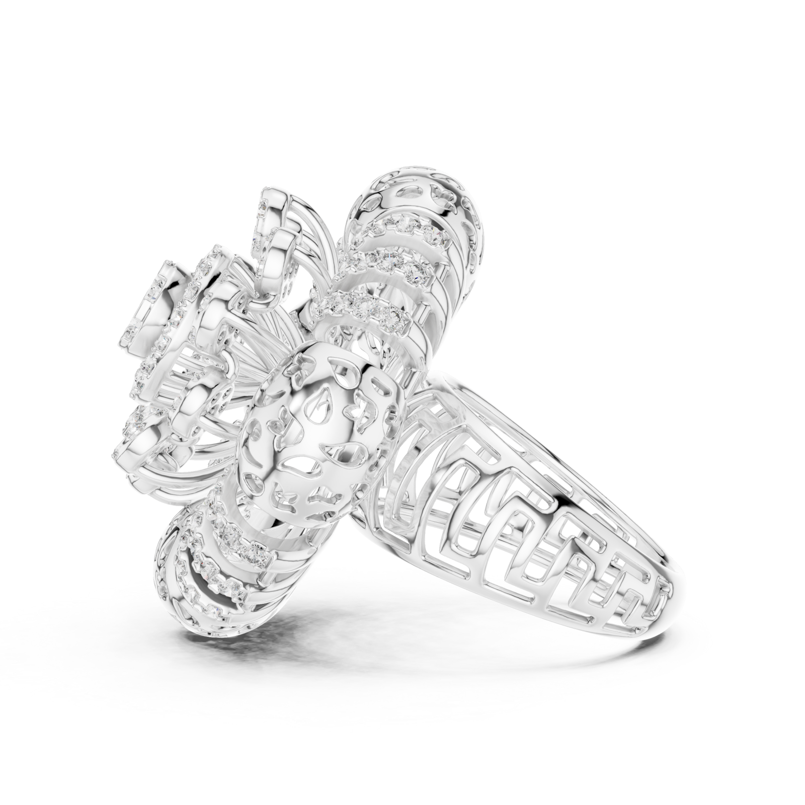  White Gold Serenade Enchantment Garden Statement Ring Side View