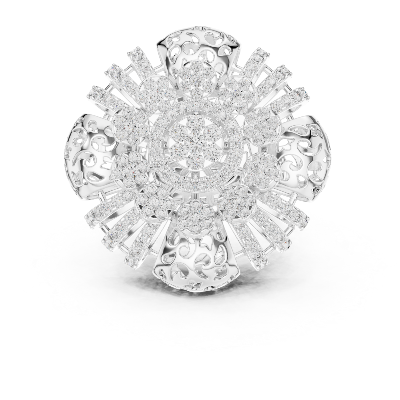  White Gold Serenade Enchantment Garden Statement Ring Front View