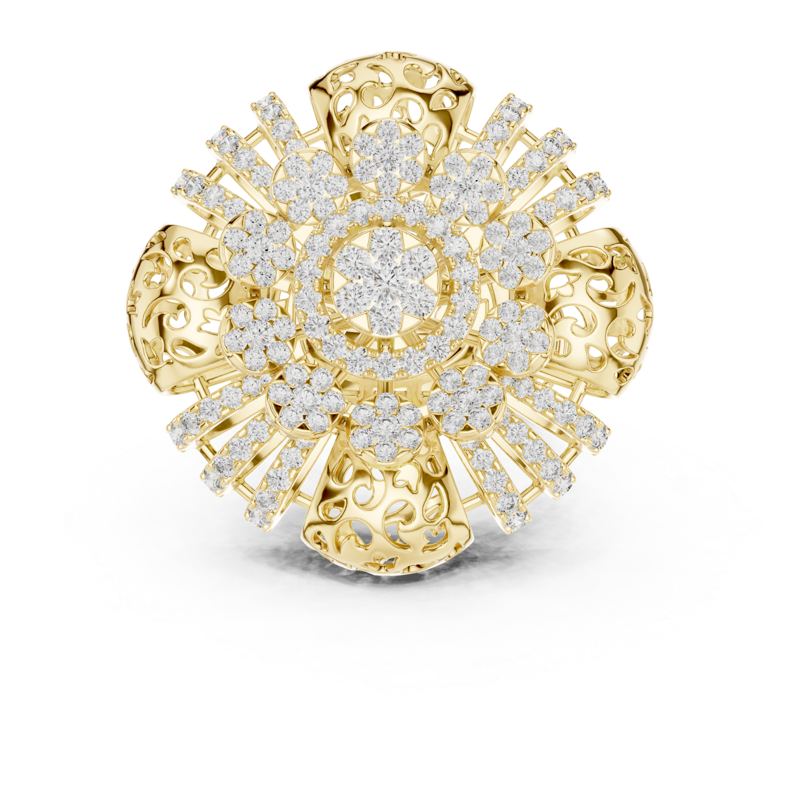  Gold Serenade Enchantment Garden Statement Ring Front View