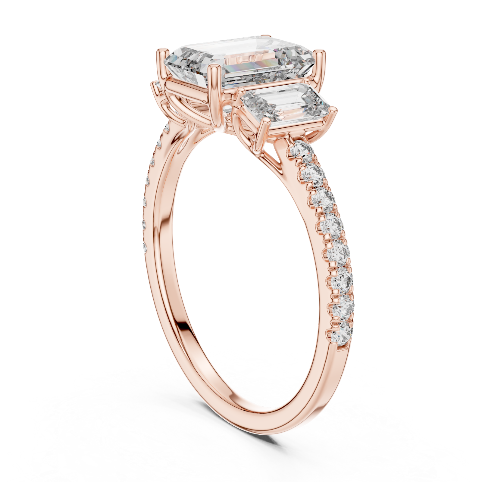  Rose Gold Luminous Enchanting Twin Muse Halo Ring Left View