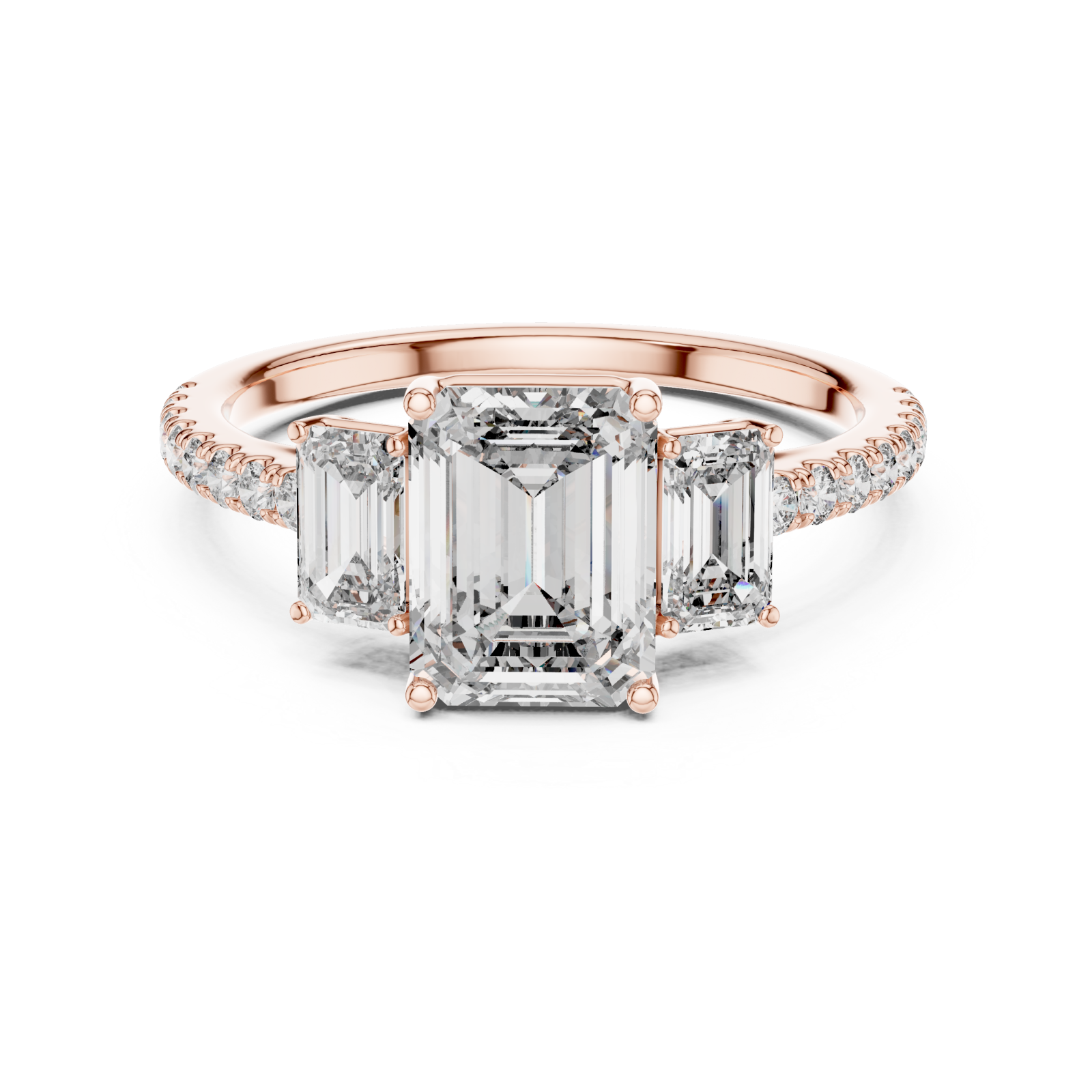  Rose Gold Luminous Enchanting Twin Muse Halo Ring Front View