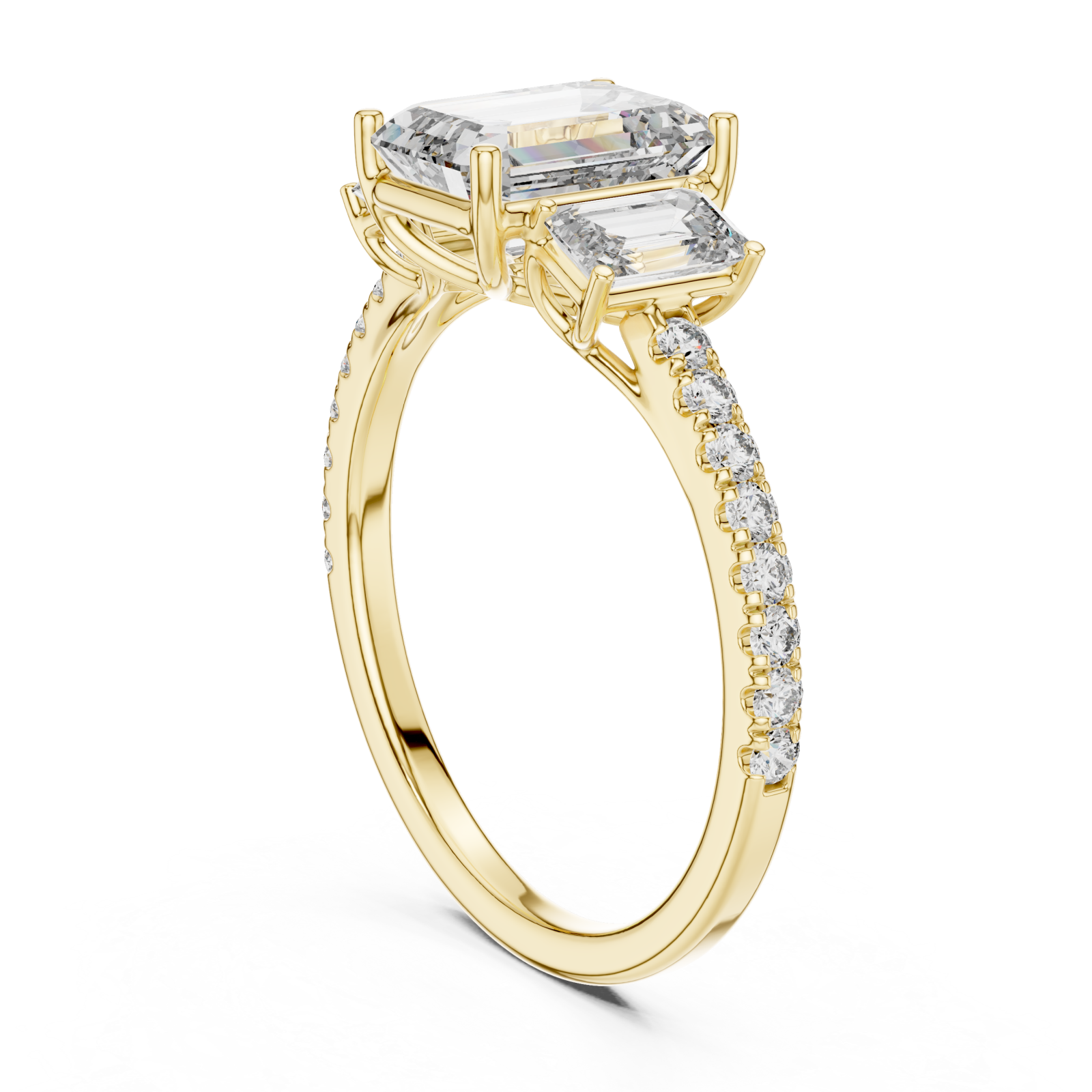  Gold Luminous Enchanting Twin Muse Halo Ring Left View