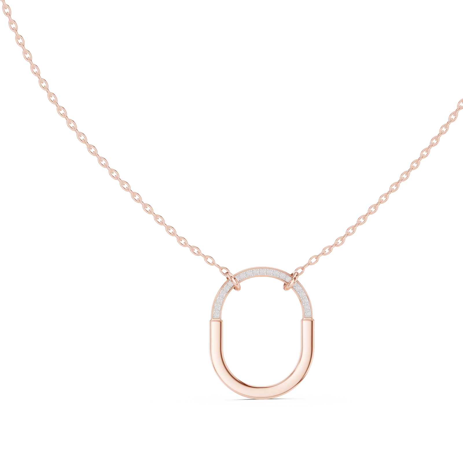  Rose Gold Radiant Gleam Oval Chain Necklace Left View