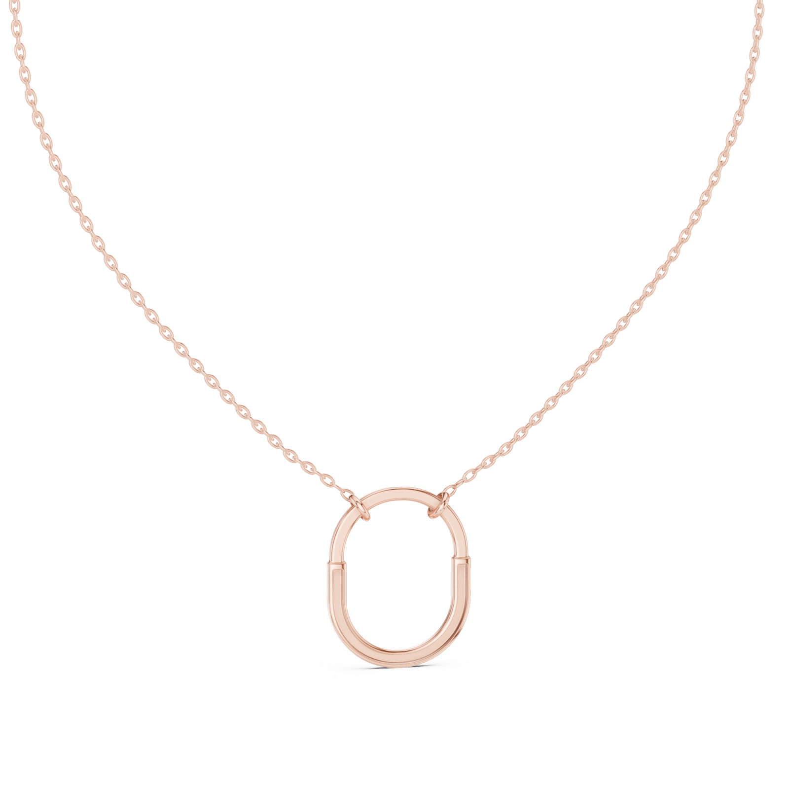  Rose Gold Radiant Gleam Oval Chain Necklace Front View