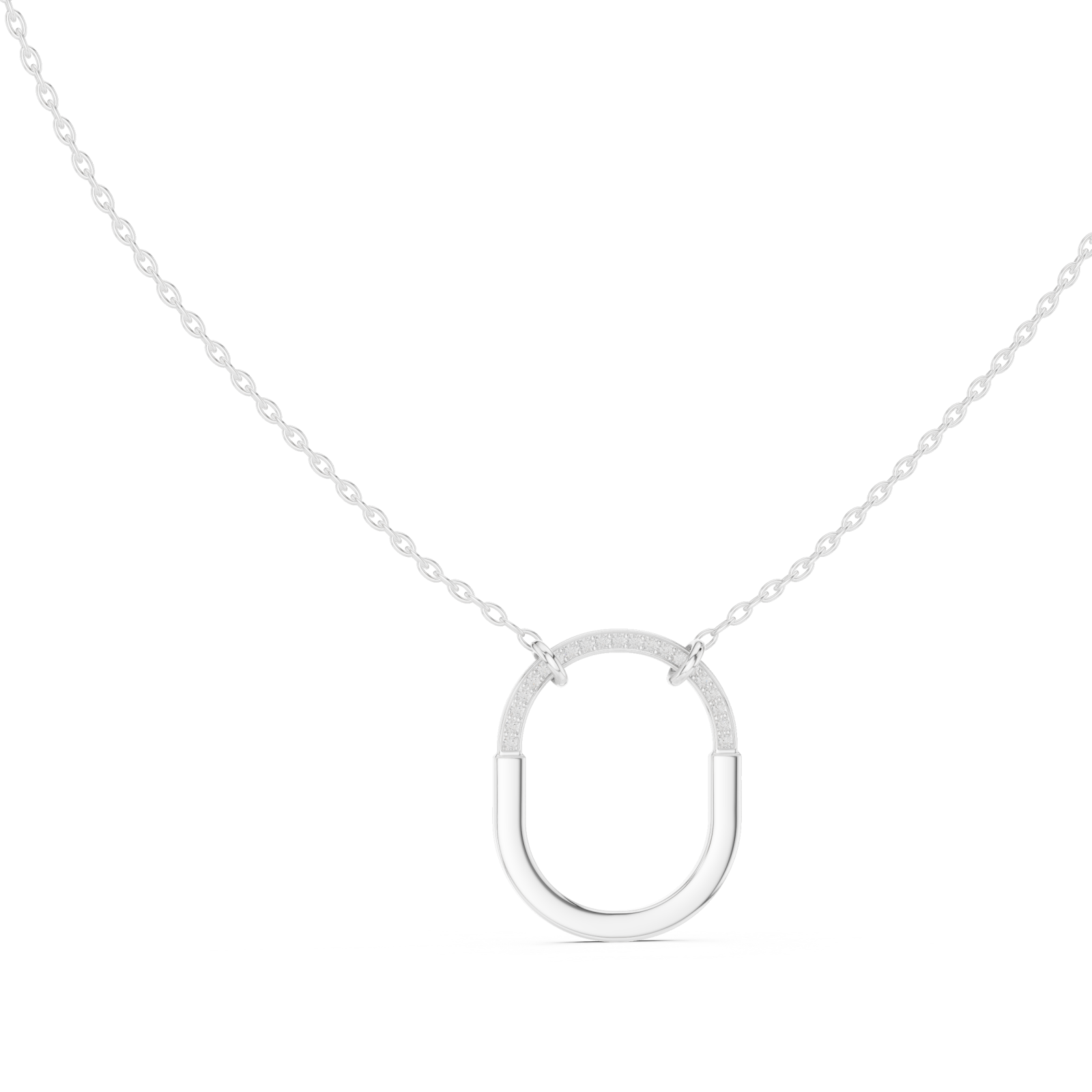  White Gold Radiant Gleam Oval Chain Necklace Left View