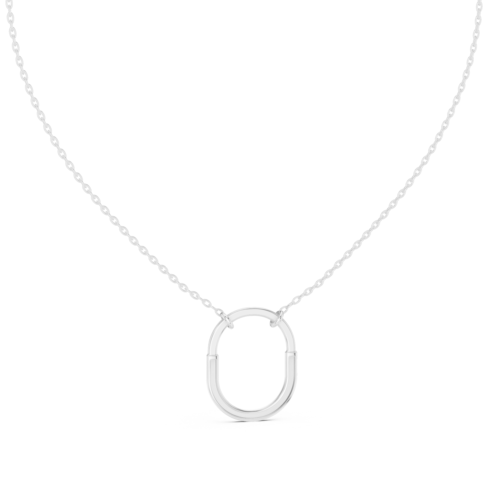  White Gold Radiant Gleam Oval Chain Necklace Front View