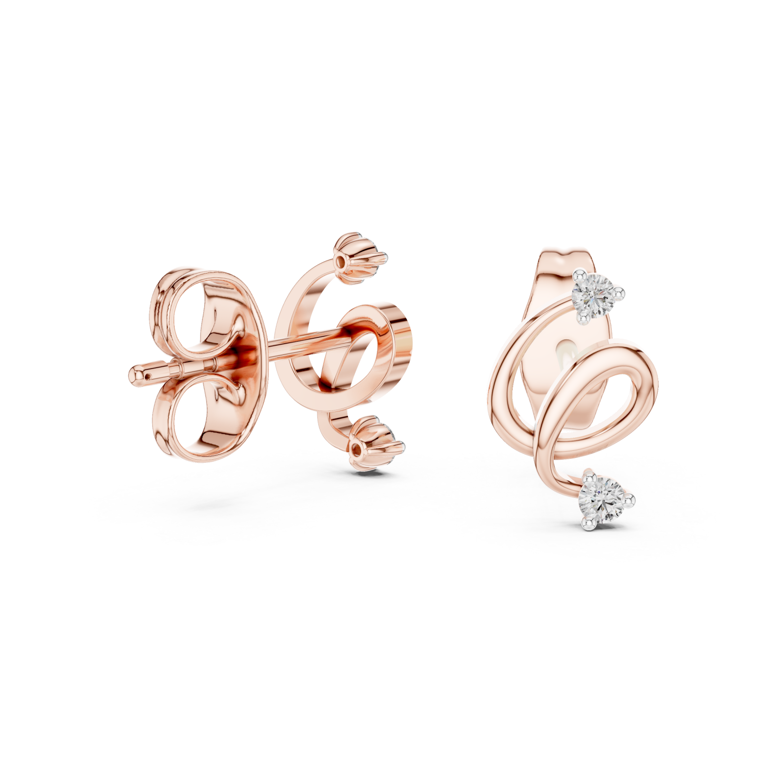  Rose Gold Graceful Embrace Bar Earrings Left View