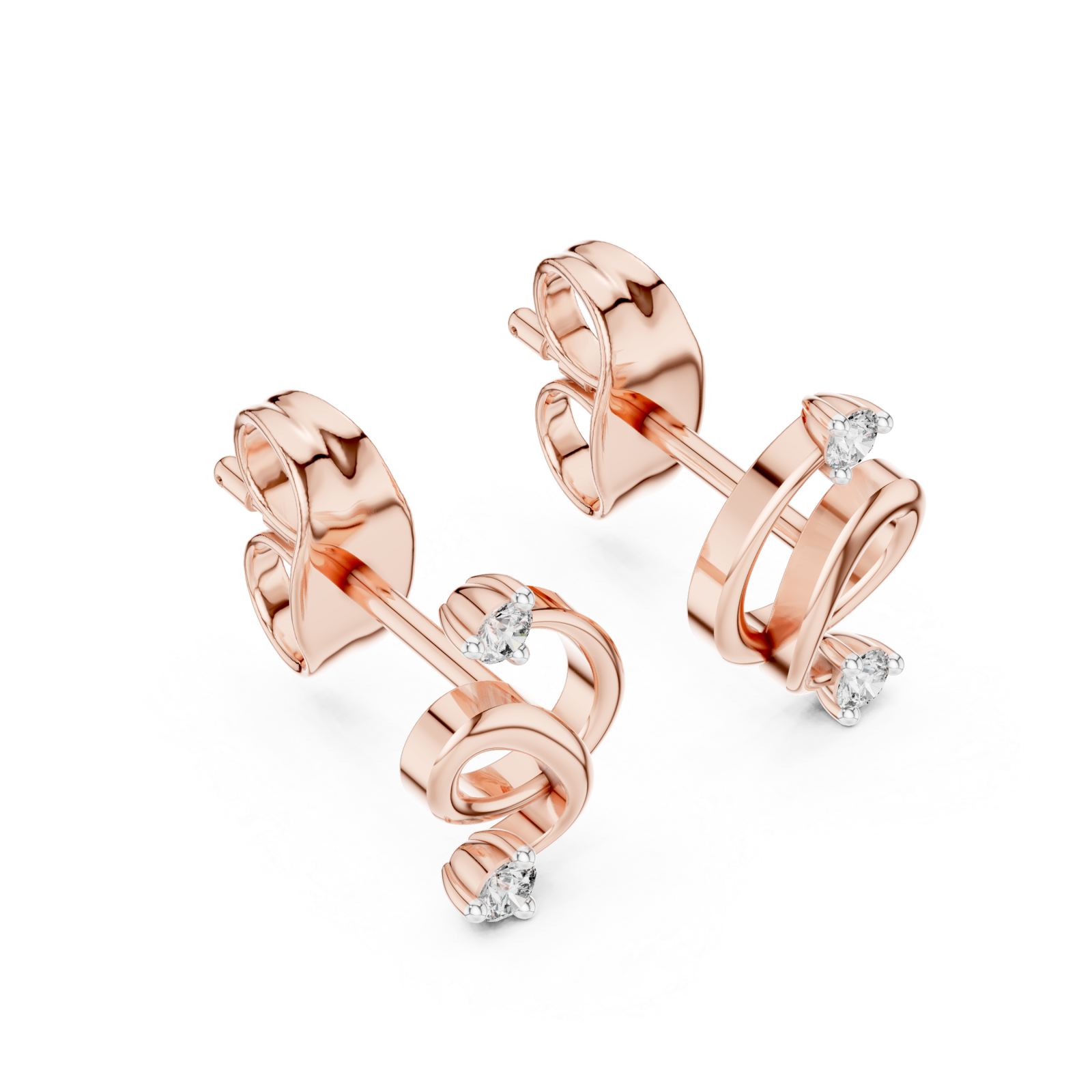  Rose Gold Graceful Embrace Bar Earrings Right View