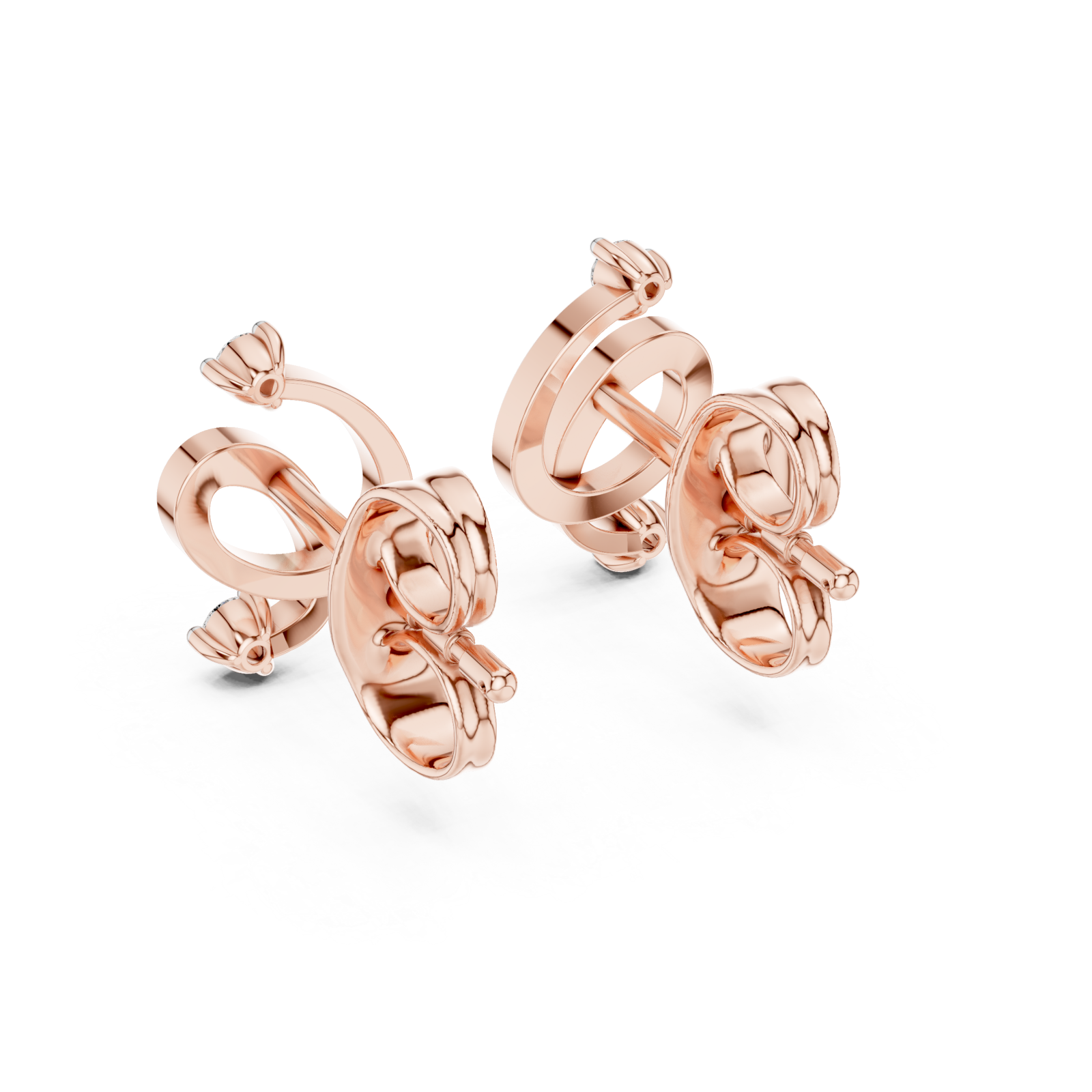  Rose Gold Graceful Embrace Bar Earrings Side View